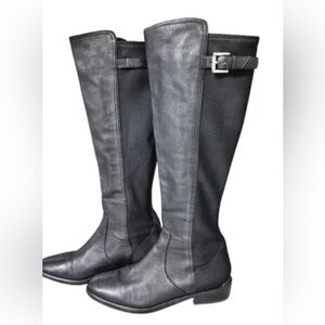 Coach Black lilac Leather pull on tall stretchy calf  riding Boots